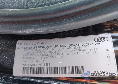 2015 Audi A6 2.0T Premium z USA, uszkodzony, nr VIN WAUGFAFC8FN016489